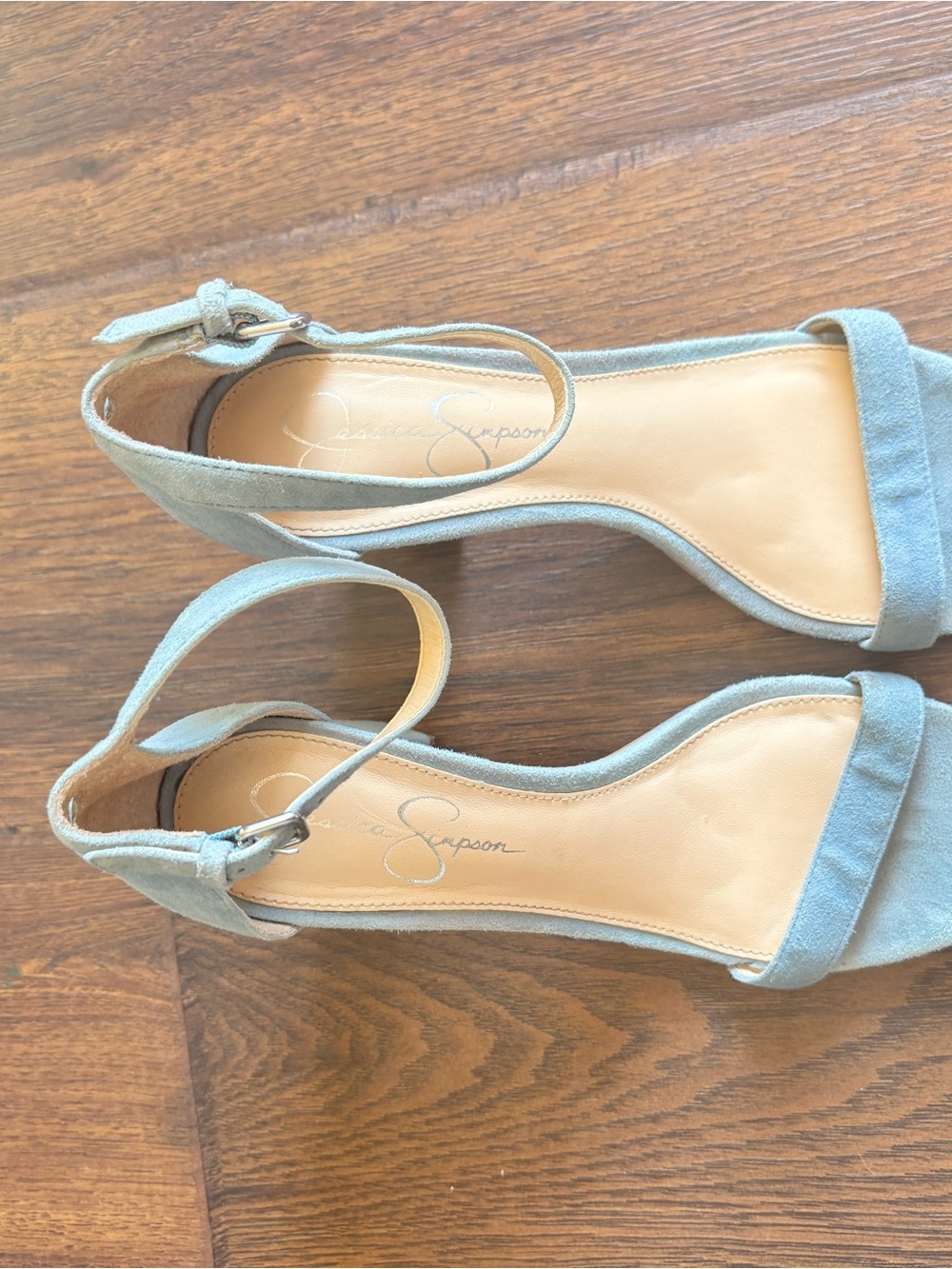 Jessica Simpson Block Heel Ankle Strap Sandals - Black & Light Blue - Picture 5 of 6